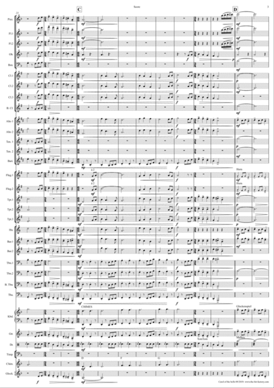 Carol of the Bells - Pentatonix style - Concert Band Concert Band scores gallery preview page 3