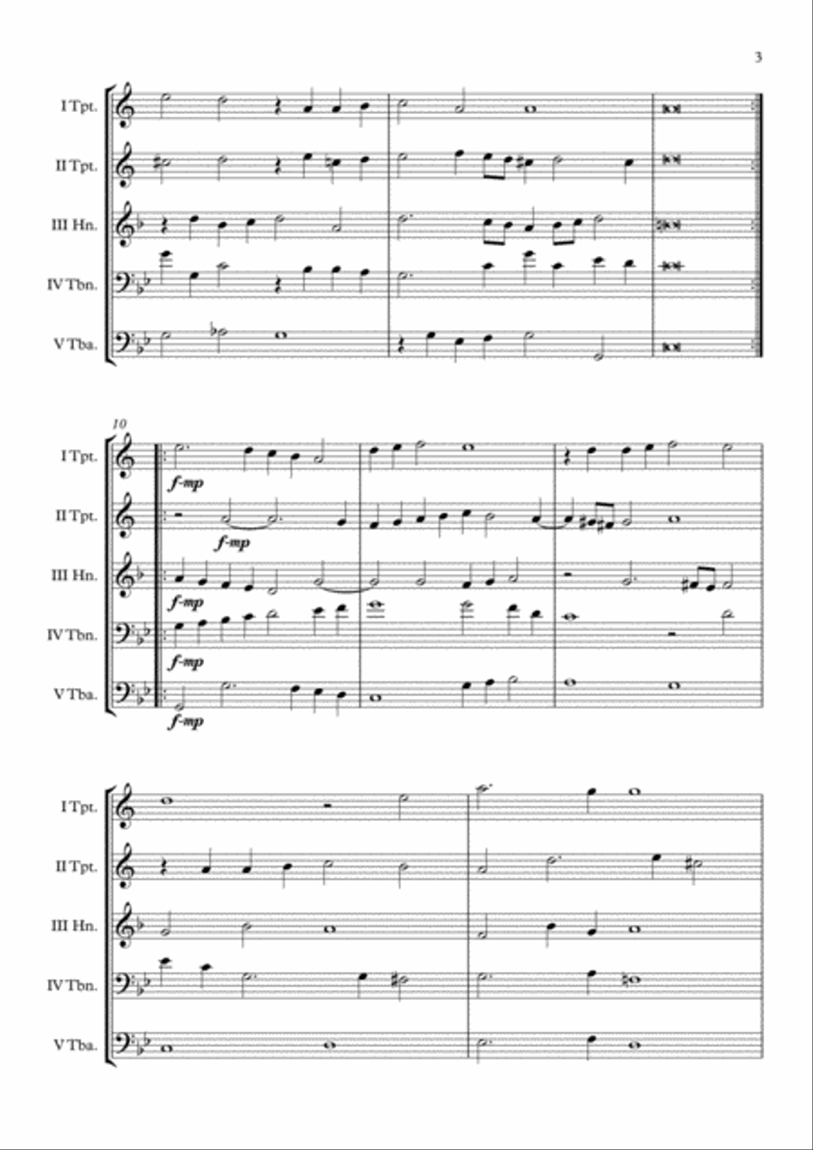 Paduana 2a. (William Brade) Brass Quintet arr. Adrian Wagner Brass Quintet scores gallery preview page 3