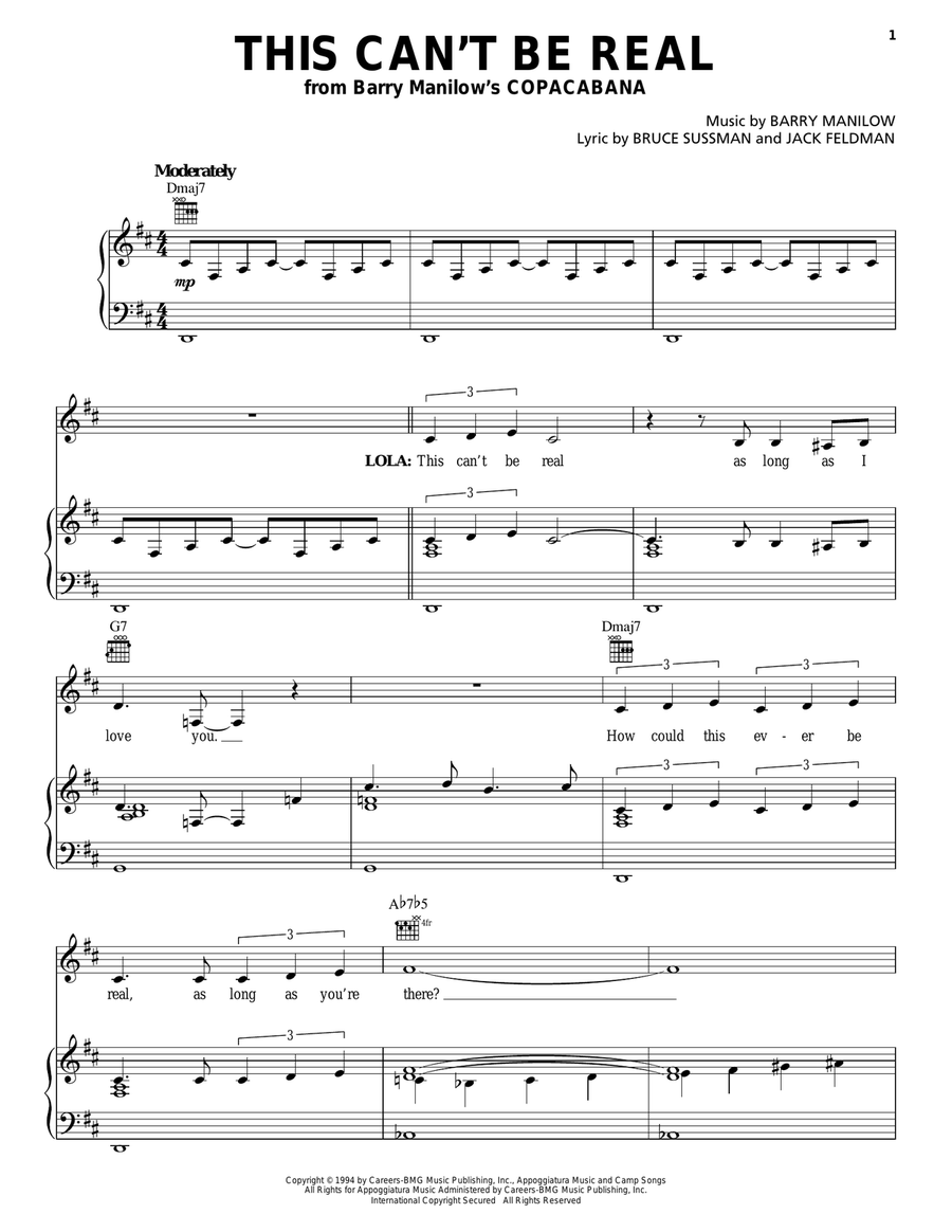 This Can't Be Real Piano, Vocal, Guitar scores gallery preview page 1