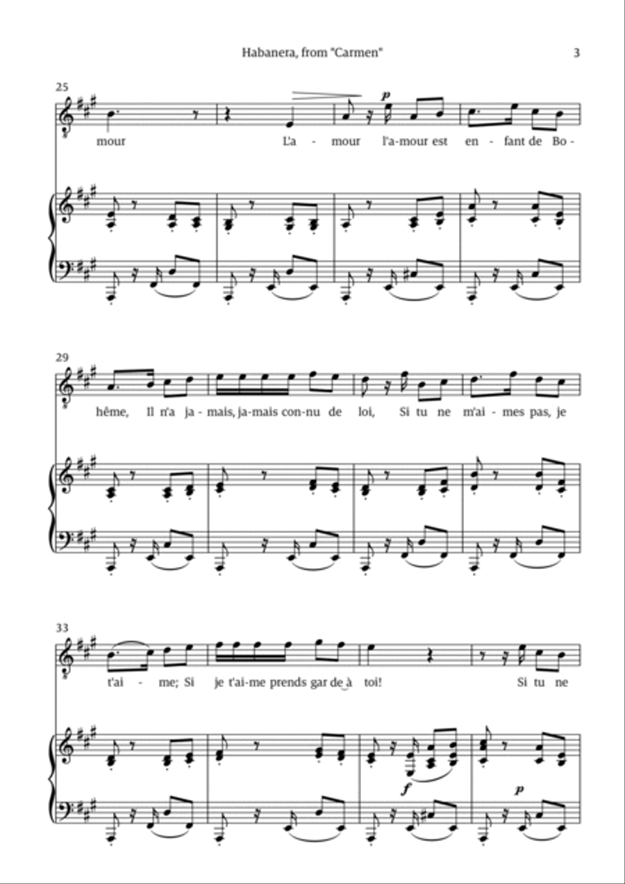 Habanera (for tenor - A minor/major) Chamber Music scores gallery preview page 3