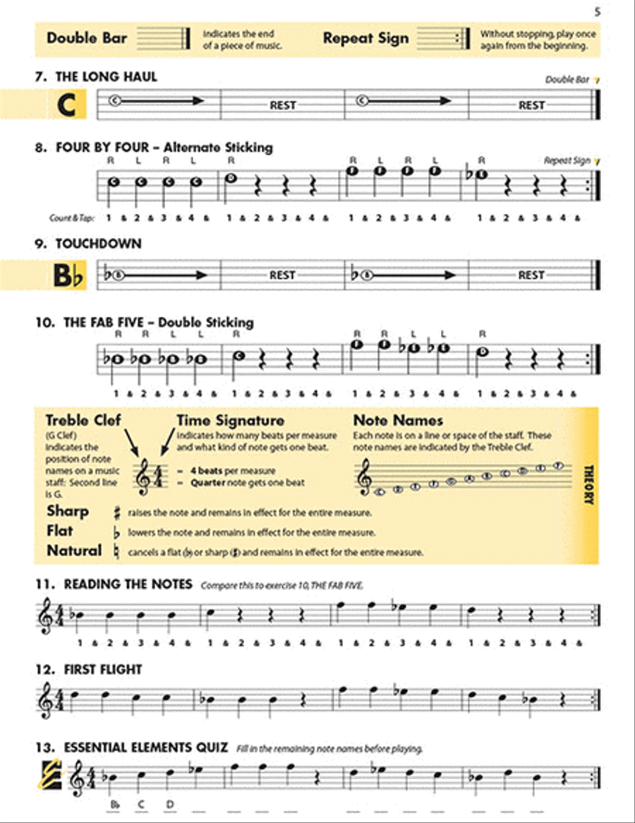 Essential Elements for Band – Percussion/Keyboard Percussion Book 1 with EEi Concert Band Methods scores gallery preview page 6