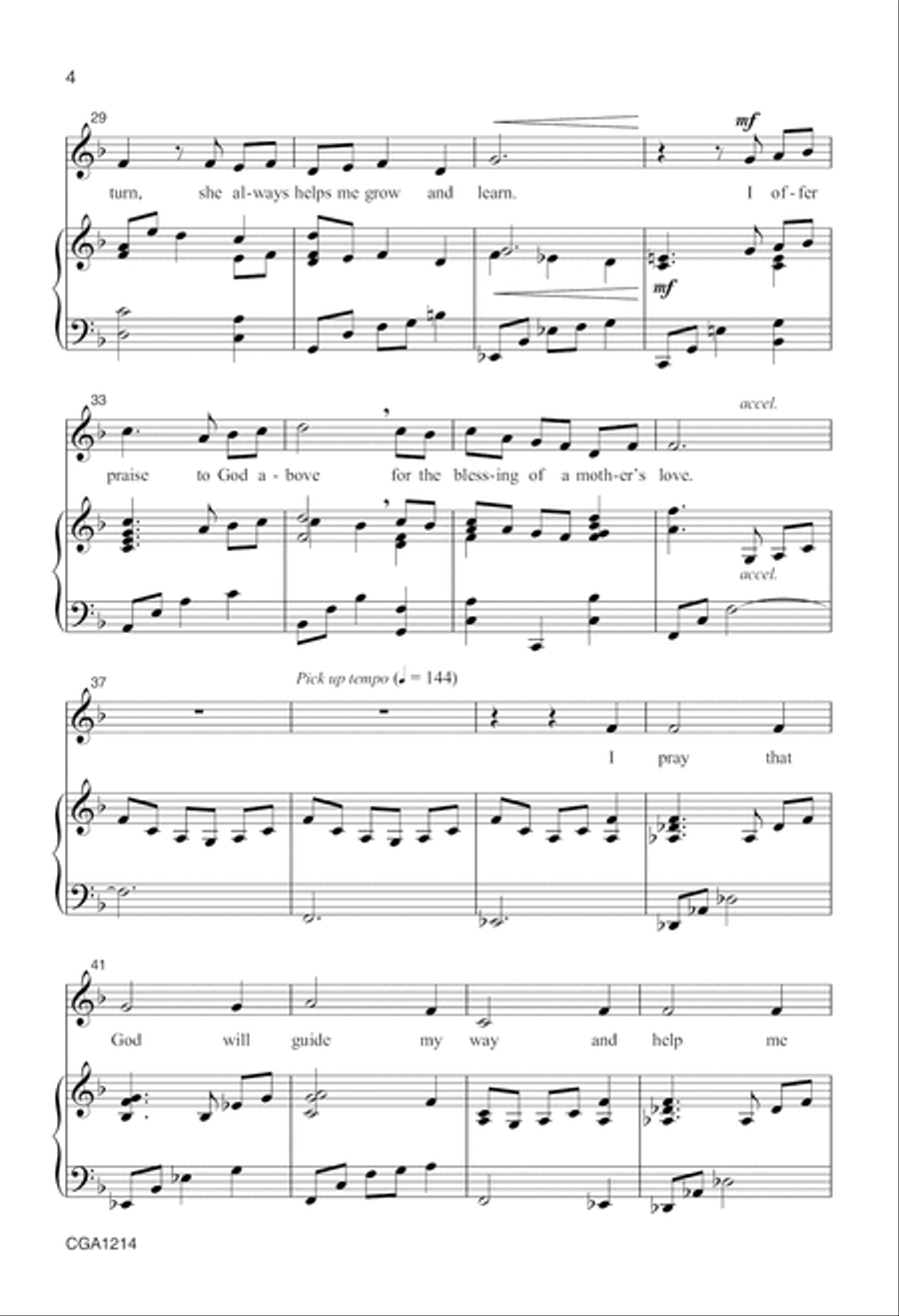 The Blessing of a Mother's Love Unison Choir scores gallery preview page 4