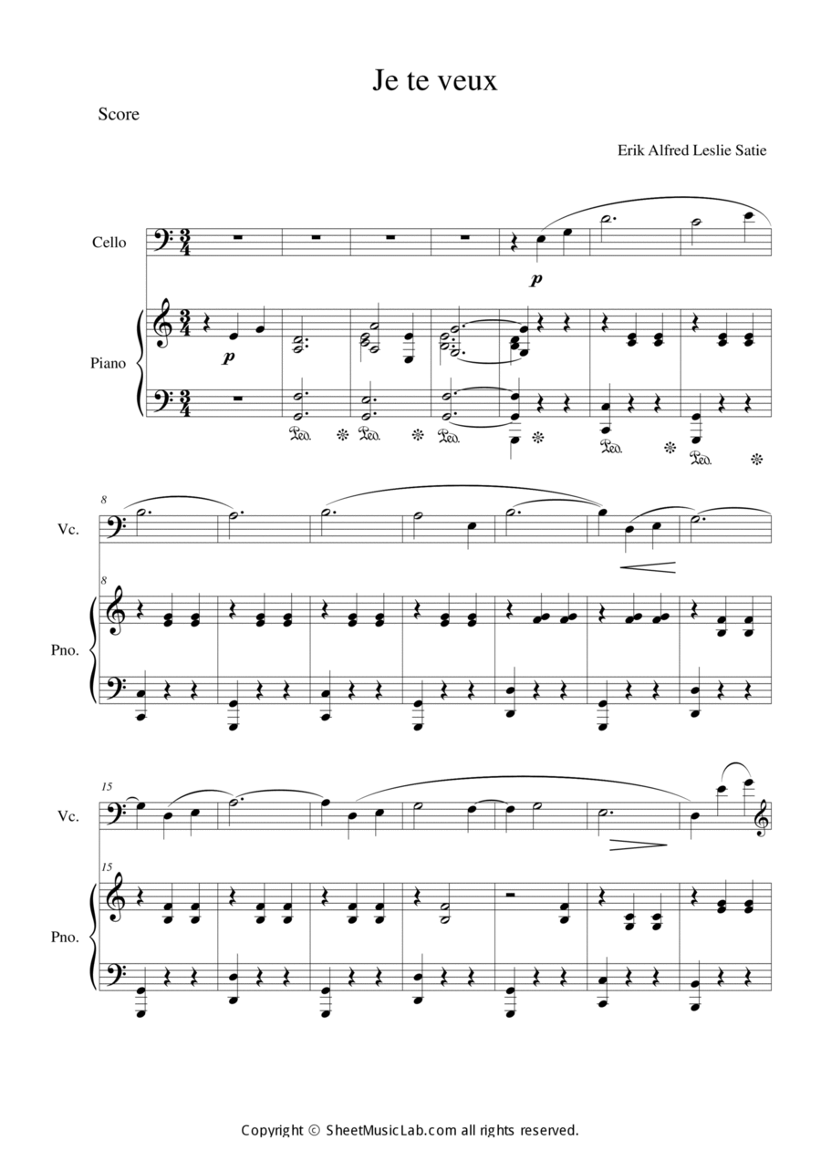 Je Te Veux Piano scores gallery preview page 1