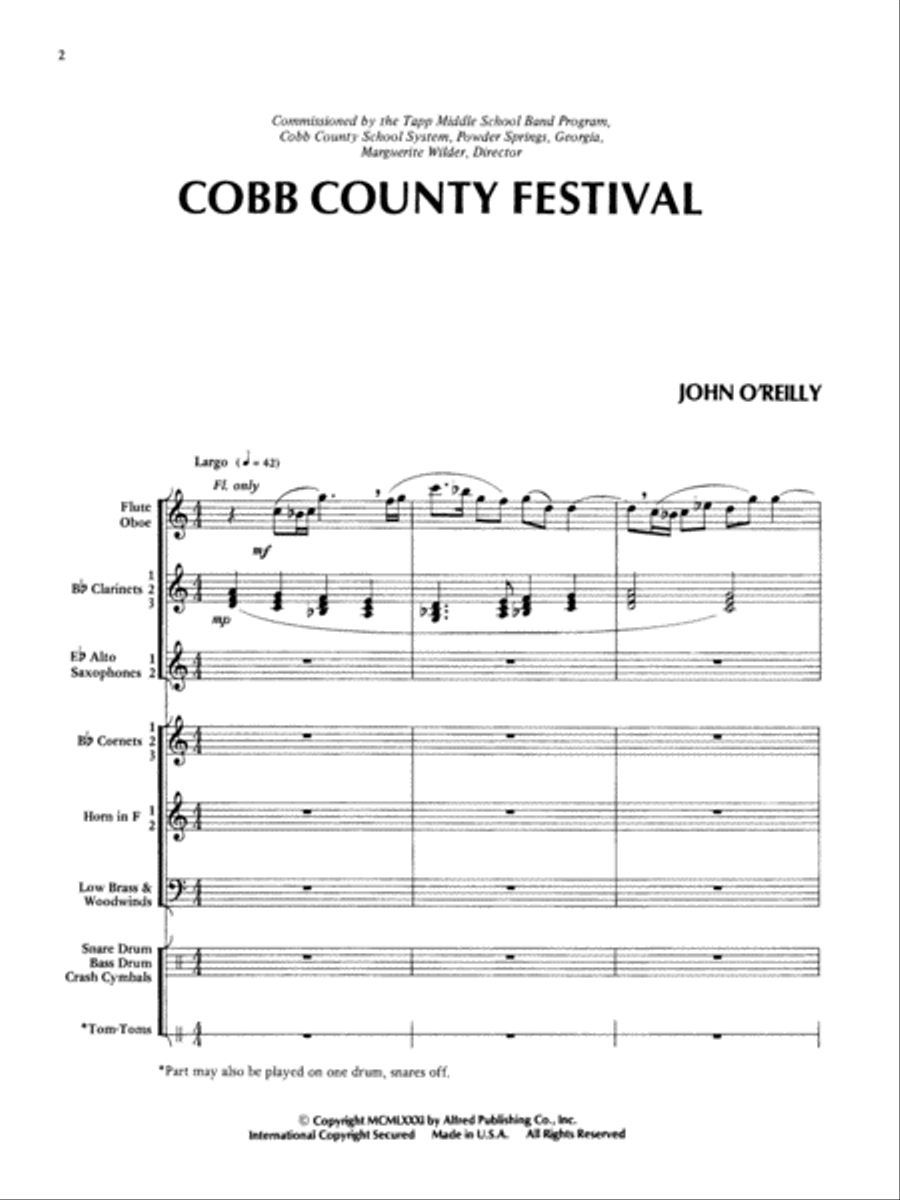 Cobb County Festival: Score Concert Band scores gallery preview page 2