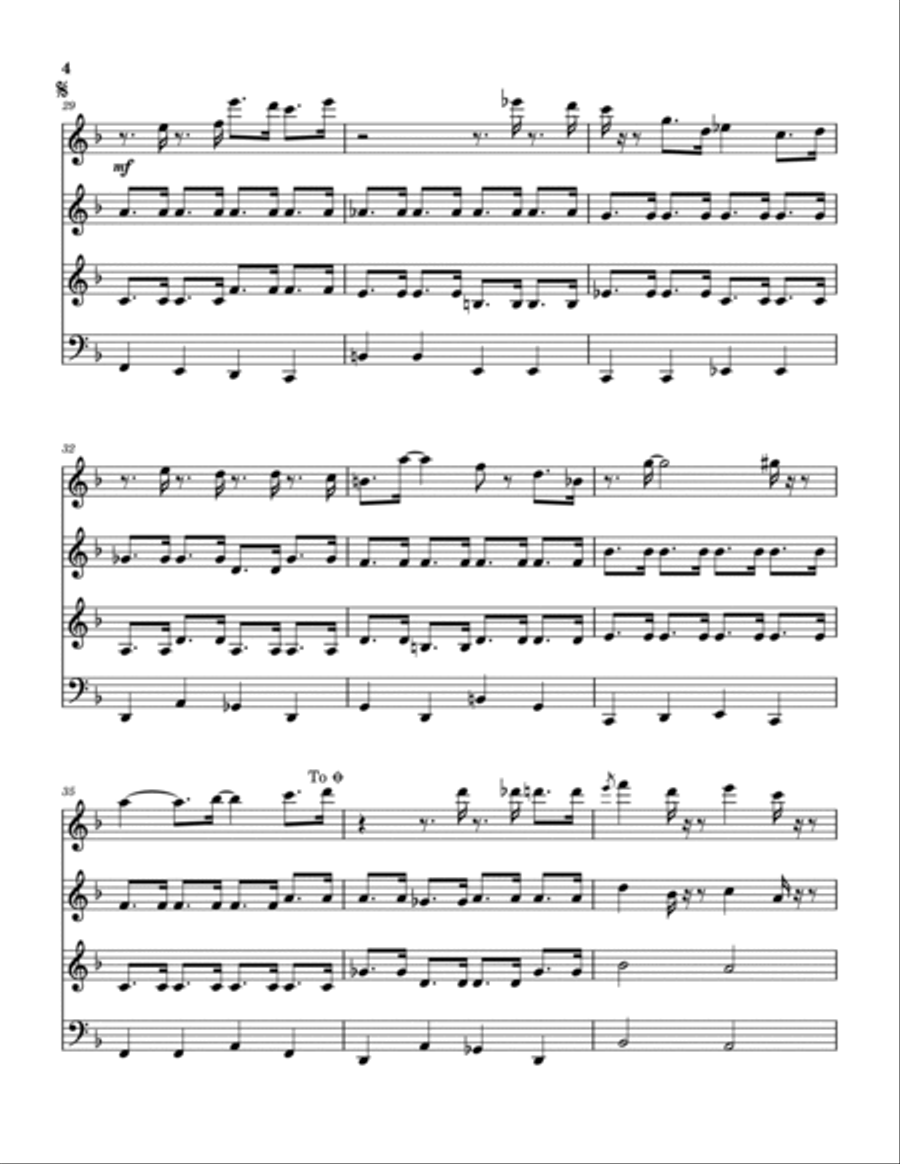 I'm Getting Sentimental Over You Woodwind Quartet scores gallery preview page 5