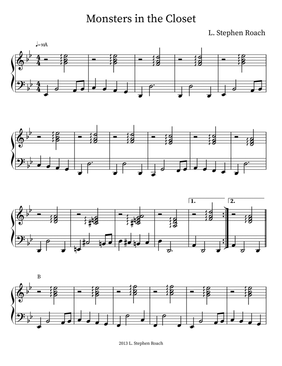 Monsters in the Closet Monsters in the Closet Easy Piano scores gallery preview page 1