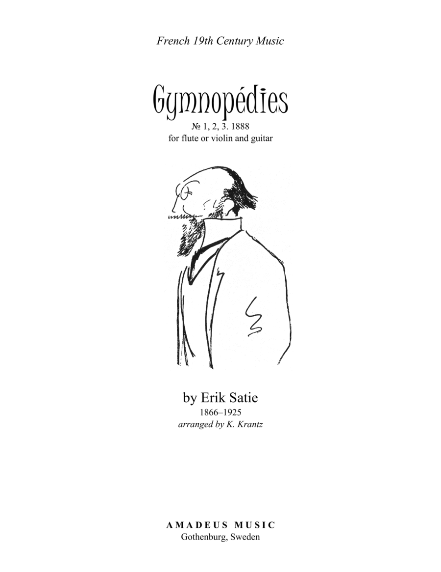 Gymnopedie (1,2,3) for violin or flute and guitar Flute scores gallery preview page 1