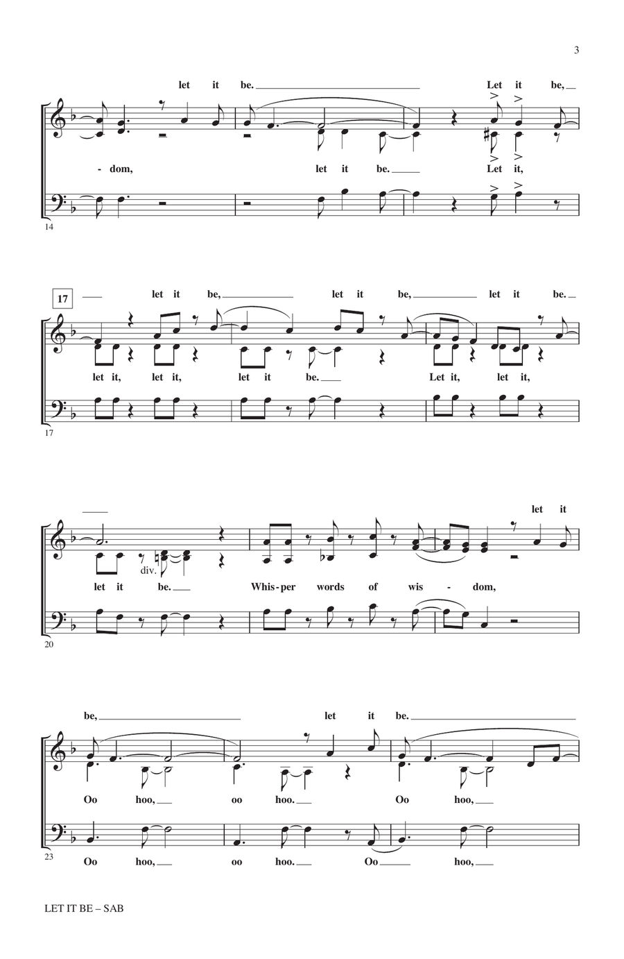 Let It Be (arr. Mark Brymer) 3-Part scores gallery preview page 2