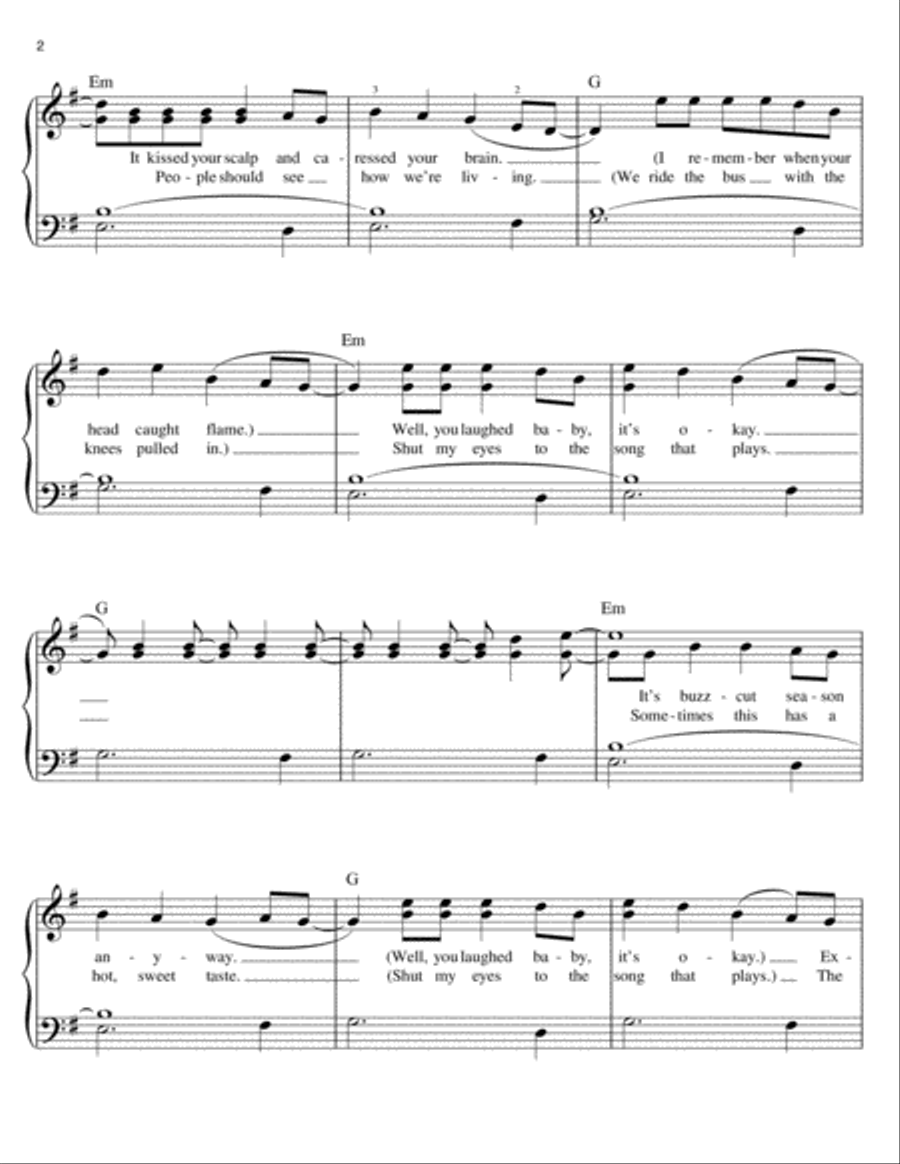 Buzzcut Season Easy Piano scores gallery preview page 2