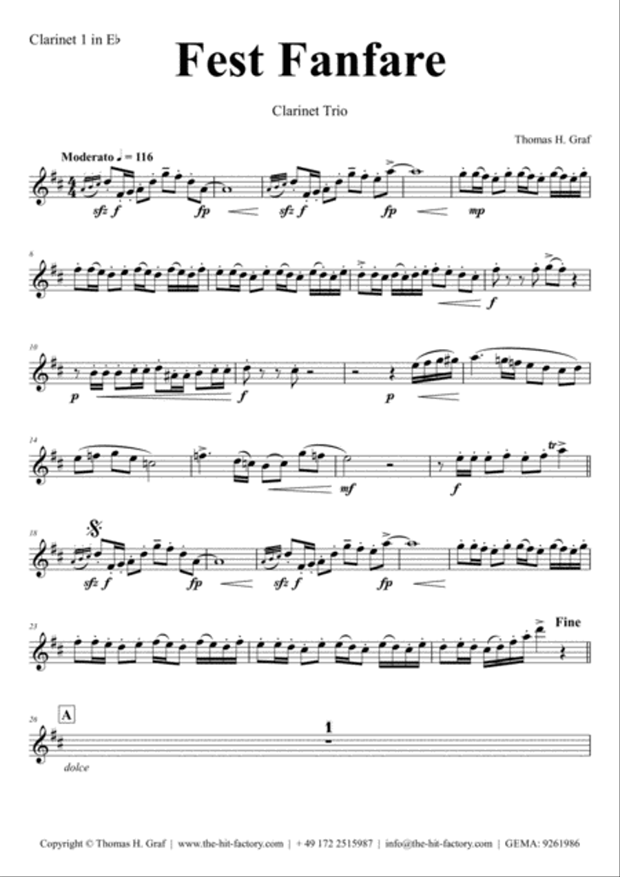 Fest Fanfare - Classical Festive Fanfare - Opener - Clarinet Trio Clarinet Trio scores gallery preview page 6
