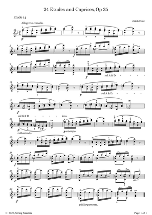 DONT 24 Etudes and Caprices Op35, for Violin No 14