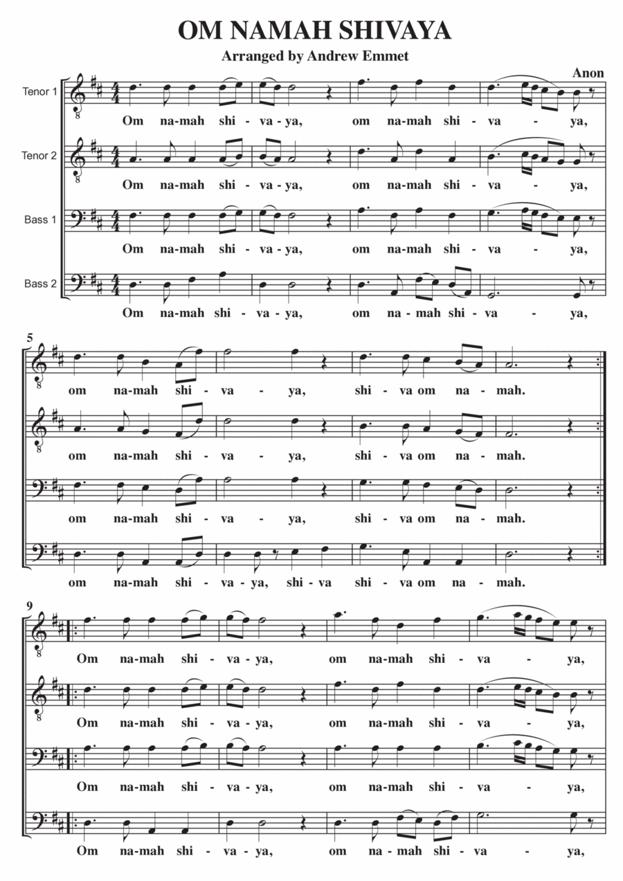 Om Namah Shivaya A Cappella TTBB TTBB scores gallery preview page 1