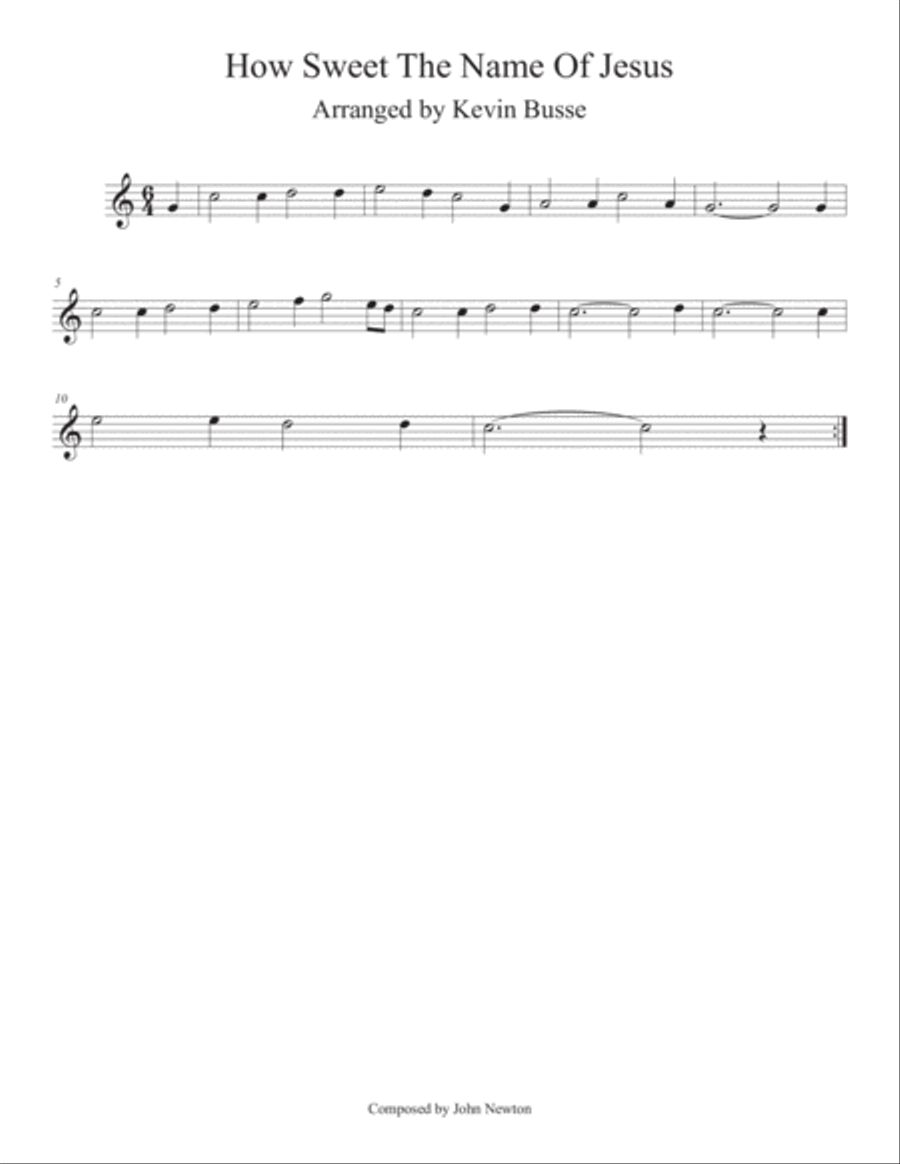 How Sweet The Name Of Jesus Sounds (Easy key of C) - Oboe Oboe Solo scores gallery preview page 1