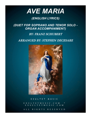 Book cover for Ave Maria (Duet for Soprano & Tenor Solo - English Lyrics - High Key) - Organ Accompaniment