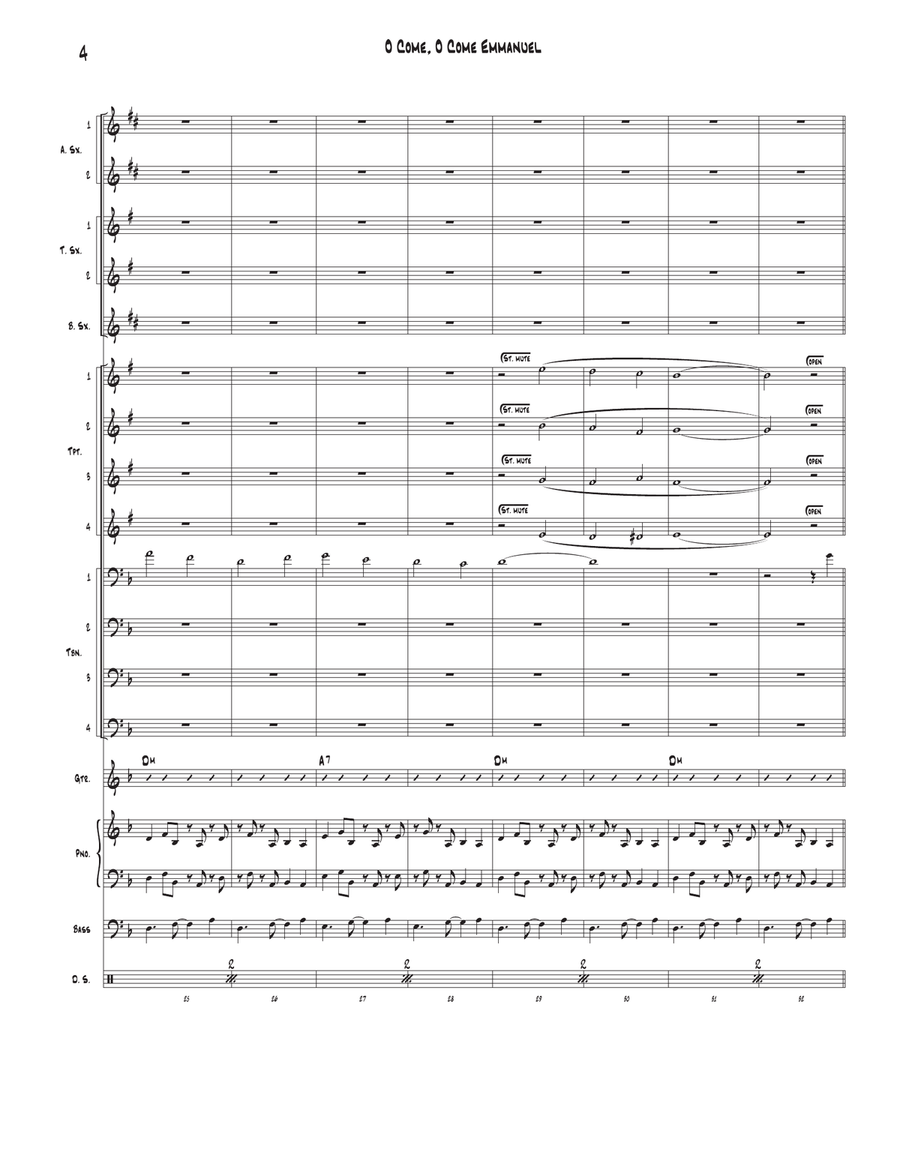 O Come, O Come Emmanuel Jazz Ensemble scores gallery preview page 4