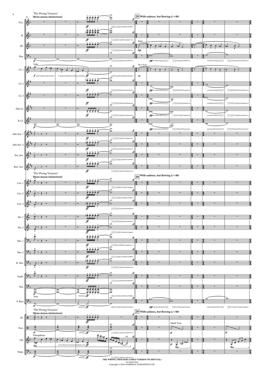 Medley: Wallace And Gromit Theme with The Wrong Trousers (Video Version Incidental) and Anti-Pest... Concert Band scores gallery preview page 4