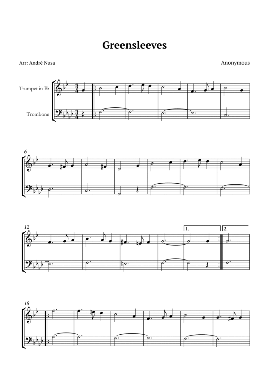 Greensleeves Brass Duet scores gallery preview page 1
