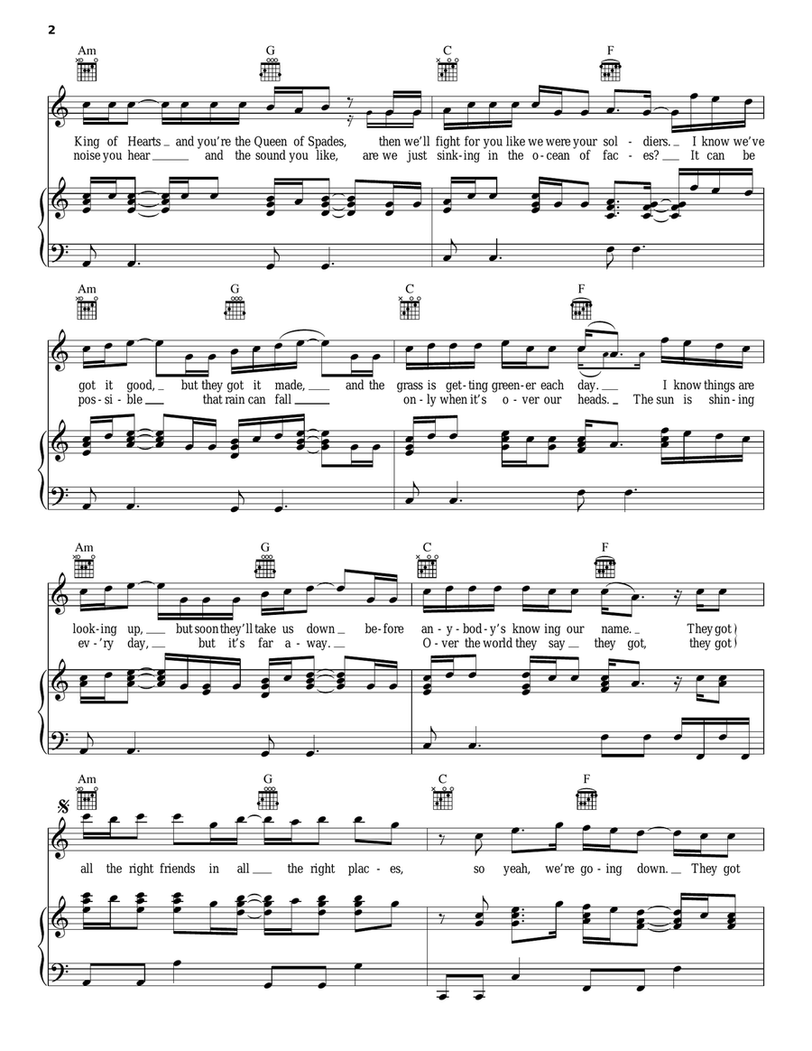 All The Right Moves Piano, Vocal, Guitar scores gallery preview page 2