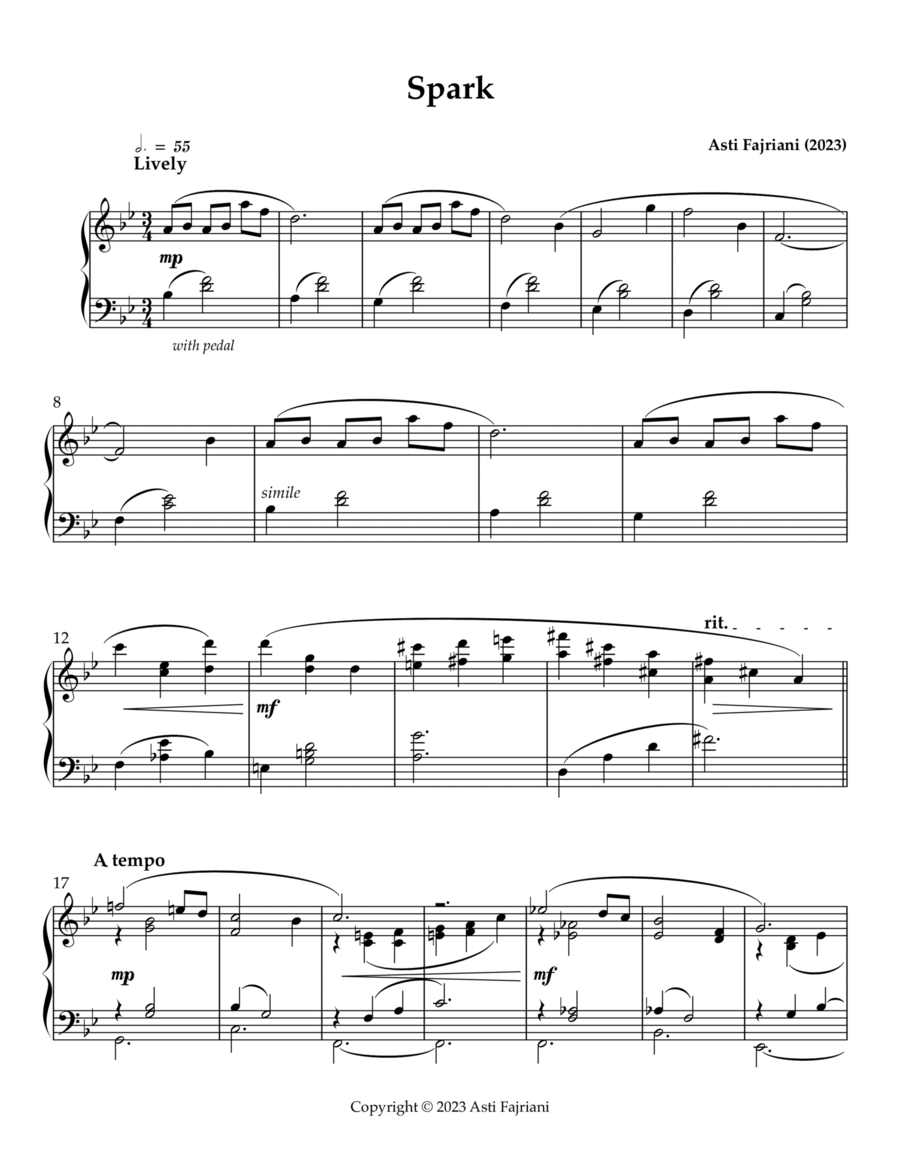 Spark - Asti Fajriani Piano Solo scores gallery preview page 1