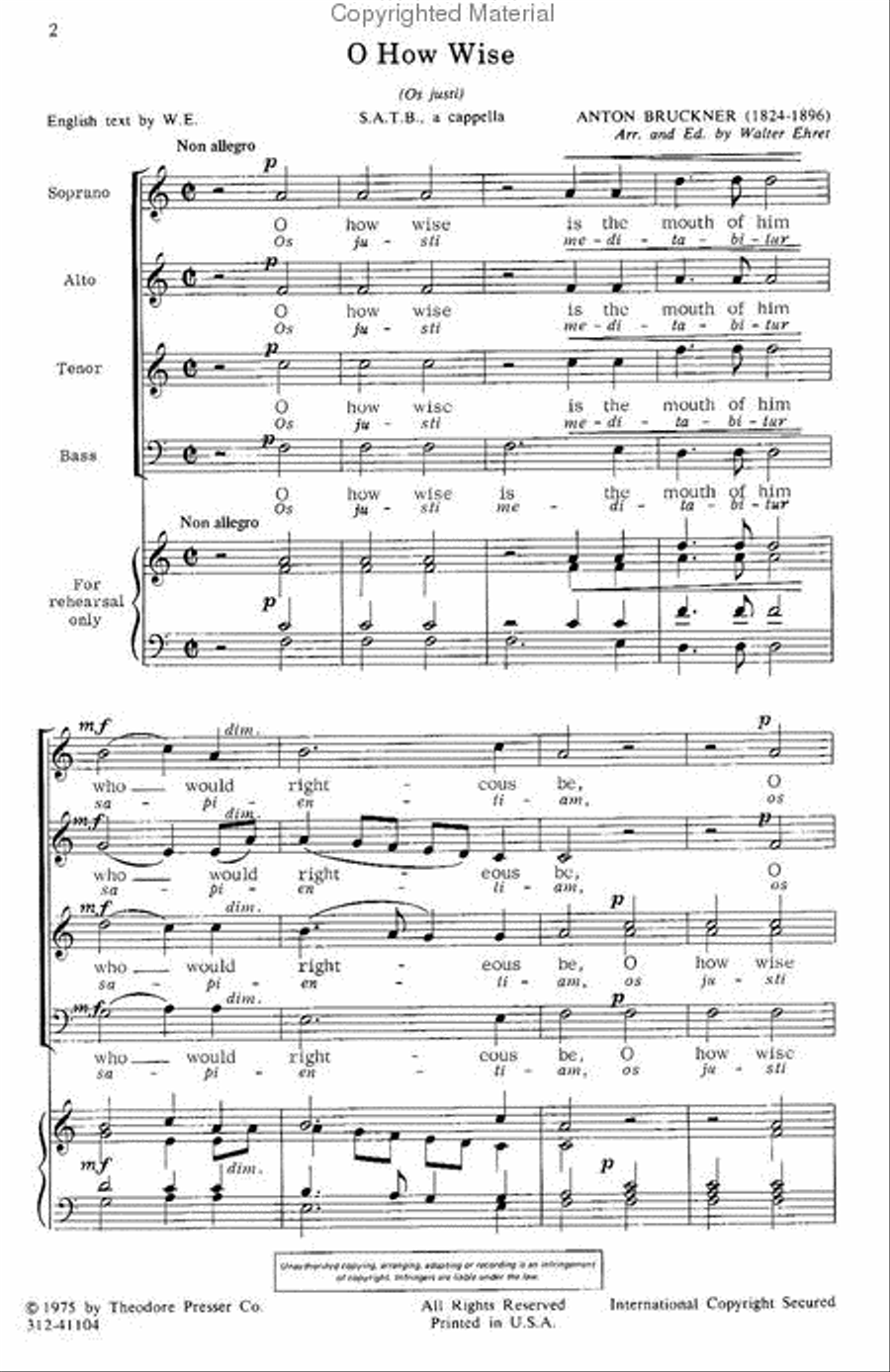 O How Wise (Os Justi) O How Wise (Os Justi) 4-Part scores gallery preview page 2