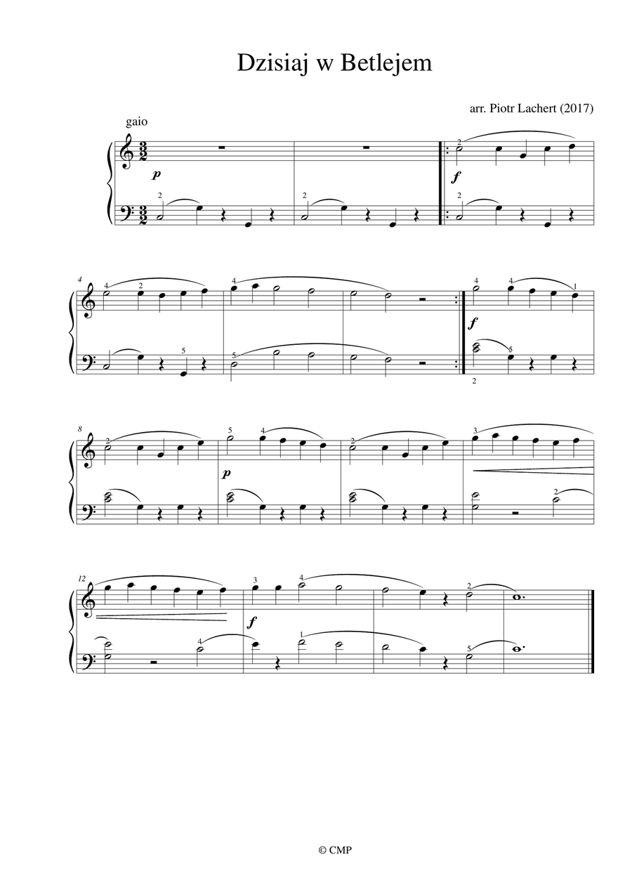 Kolędy Polskie (Polish Christmas Carols) for piano /keyboards, arrangement for begginers Easy Piano scores gallery preview page 4