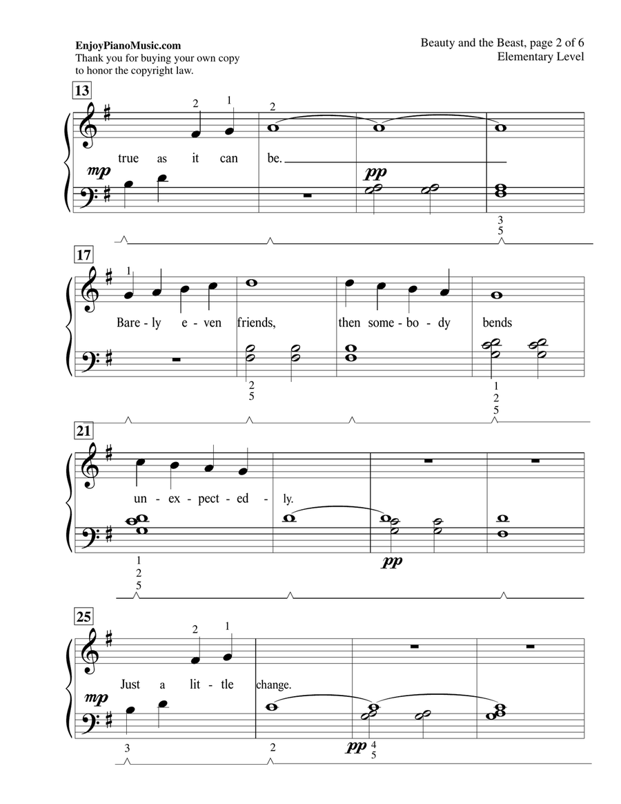 Beauty And The Beast Piano Method scores gallery preview page 3