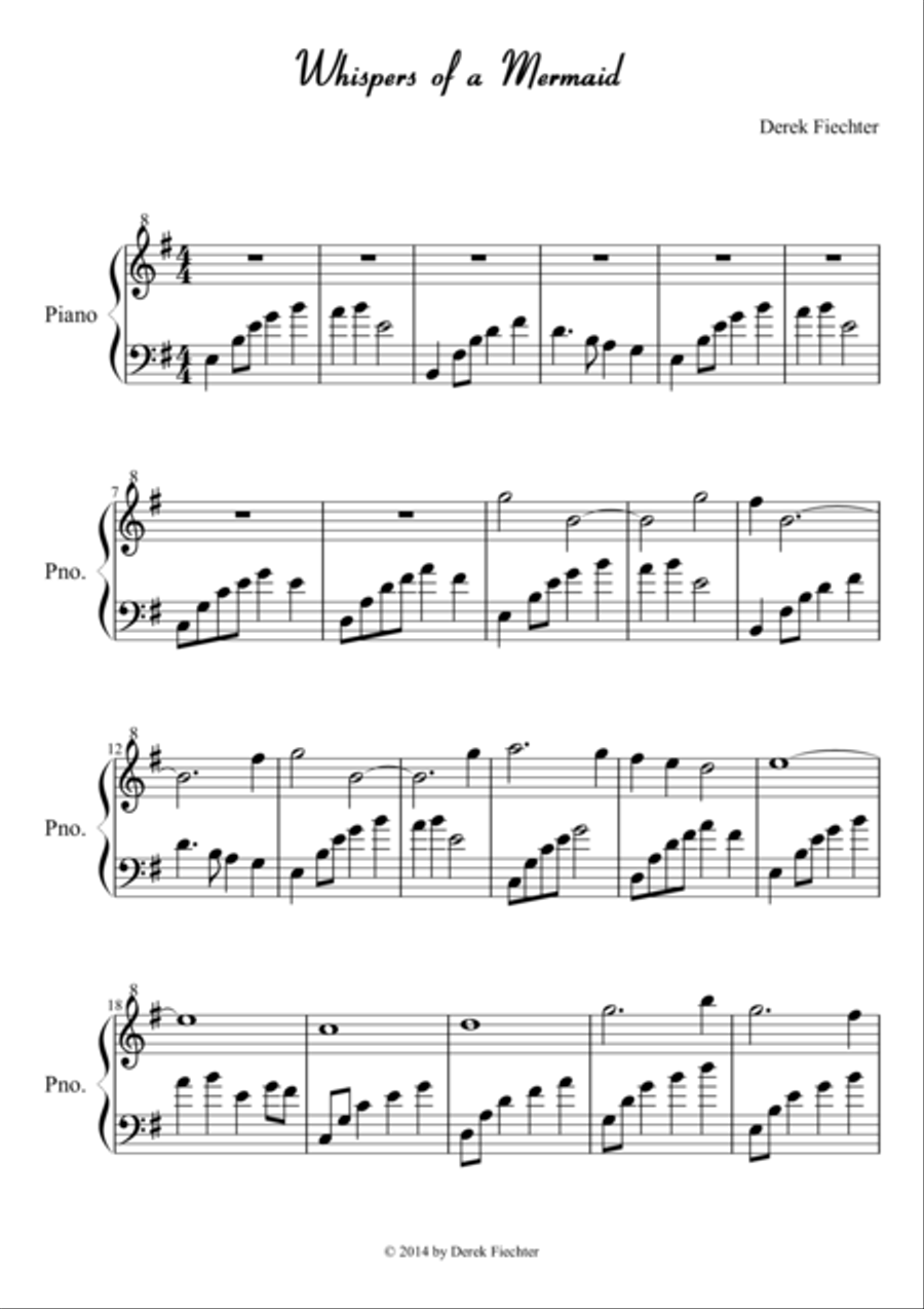 Whispers of a Mermaid Piano Solo scores gallery preview page 1