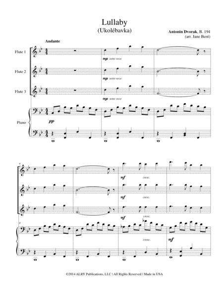 Lullaby for Three Flutes and Piano
