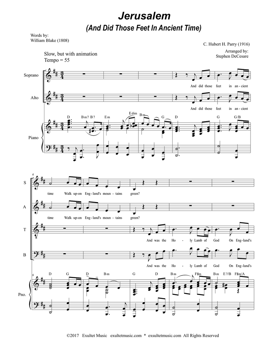 Jerusalem (SATB) 4-Part scores gallery preview page 1