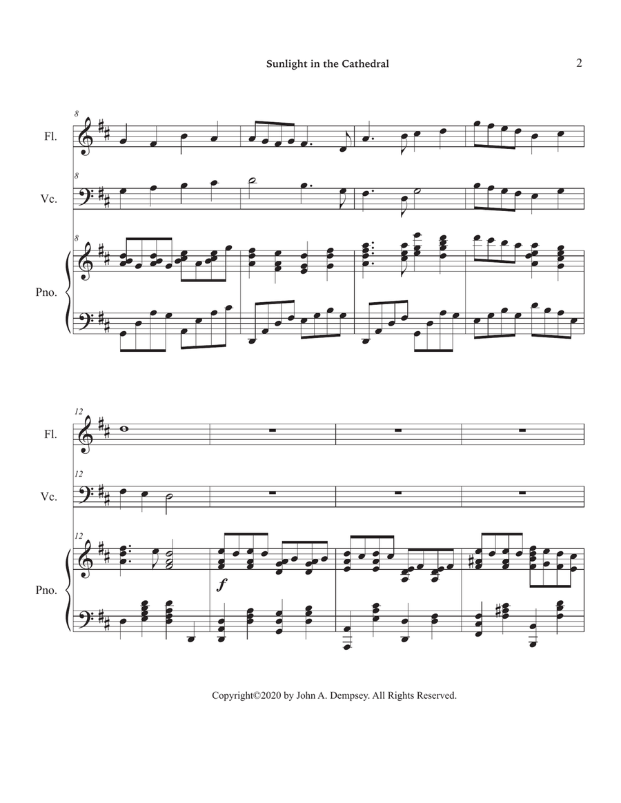 Sunlight in the Cathedral (Mountain Prelude): Trio for Flute, Cello and Piano Small Ensemble scores gallery preview page 6