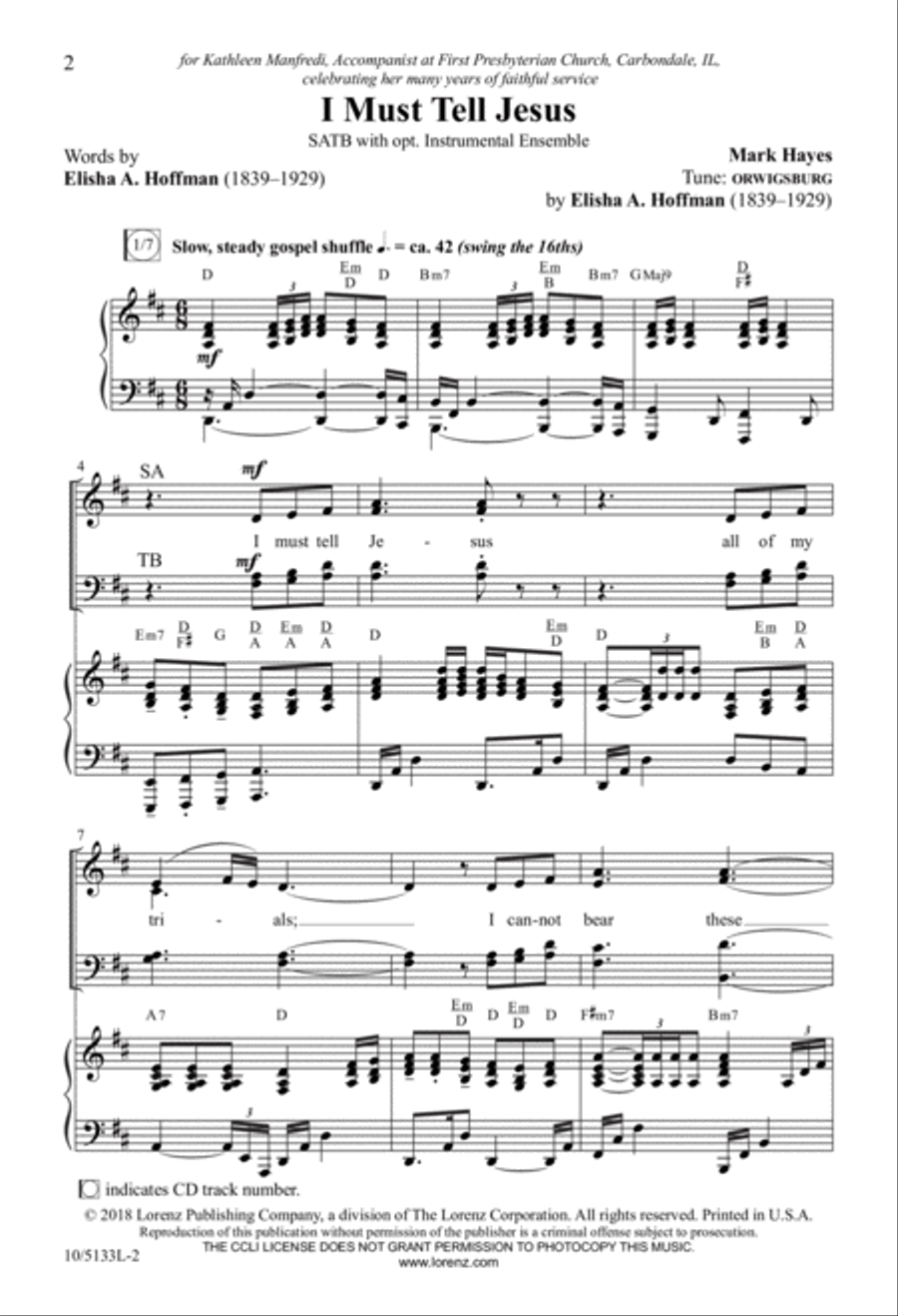I Must Tell Jesus 4-Part scores gallery preview page 2