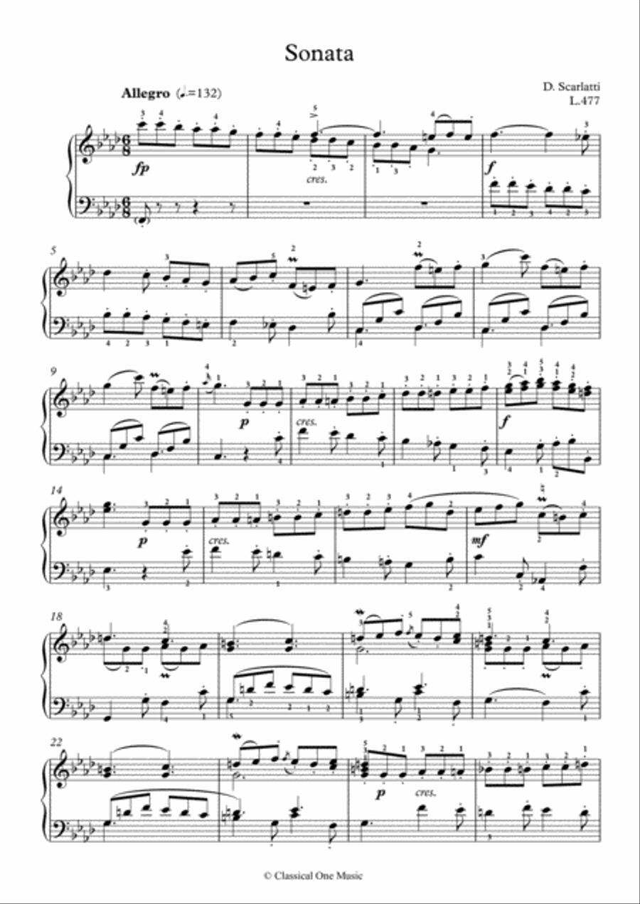 Scarlatti-Sonata in f-minor L.477 K.555(piano) Piano Solo scores gallery preview page 2