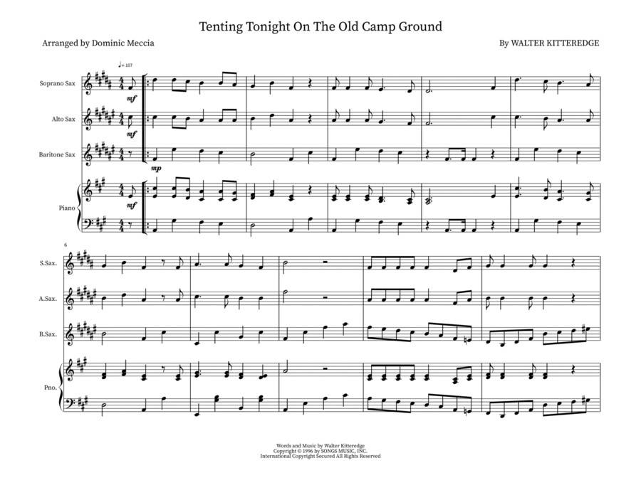 Tenting Tonight On The Old Camp Ground Small Ensemble scores gallery preview page 1