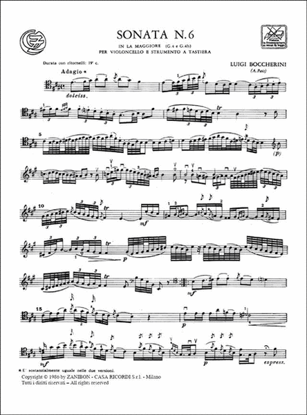 Sonata N. 6 In La Magg. G. 4 E G. 4B -