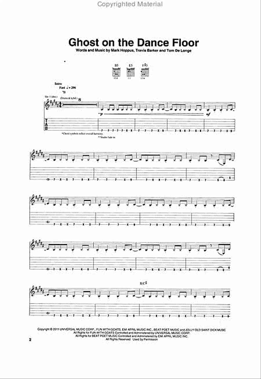 Blink-182 - Neighborhoods Electric Guitar scores gallery preview page 2