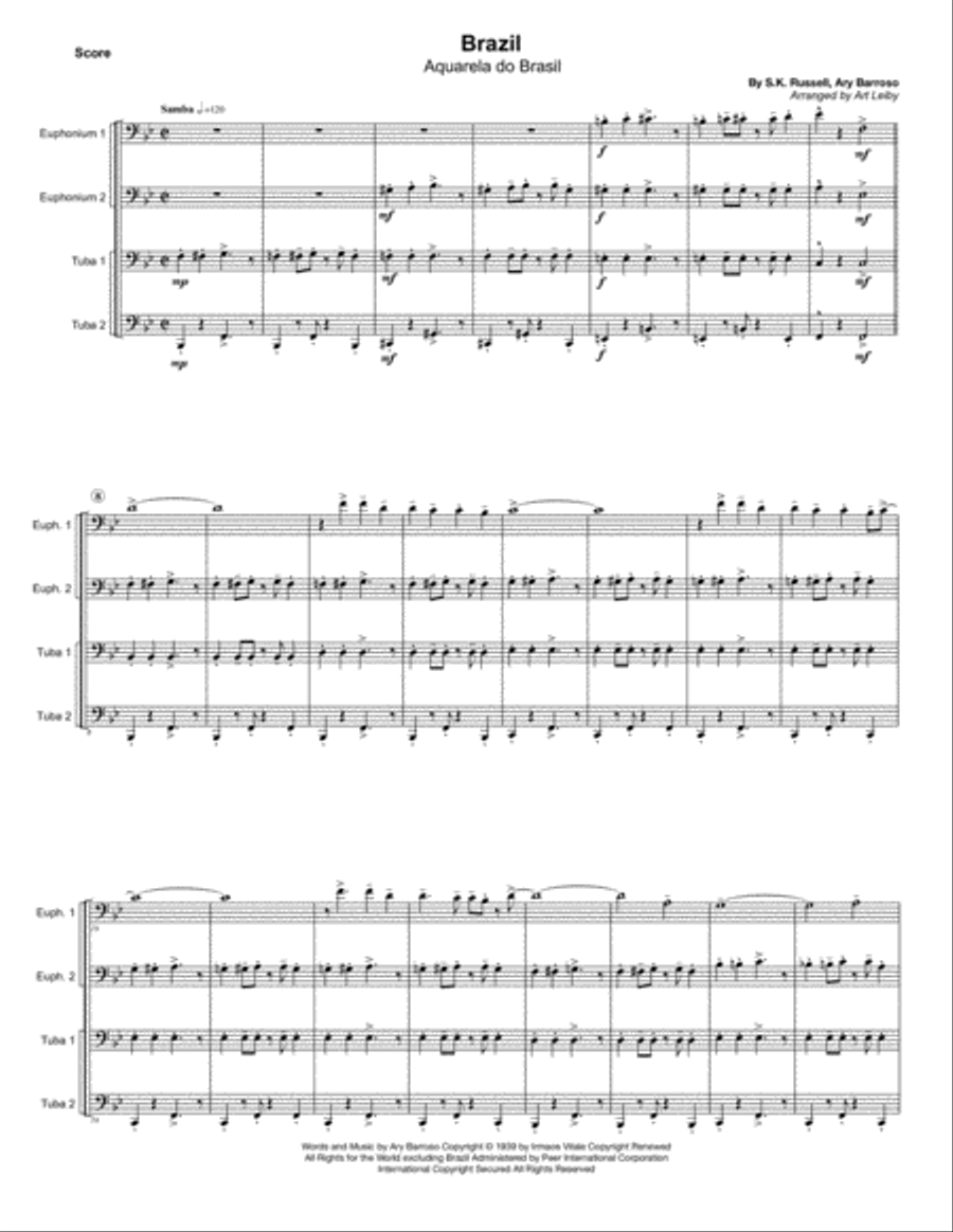 Aquarela Brasileira (aquarela Do Brasil) (brasil) Brass Ensemble scores gallery preview page 1