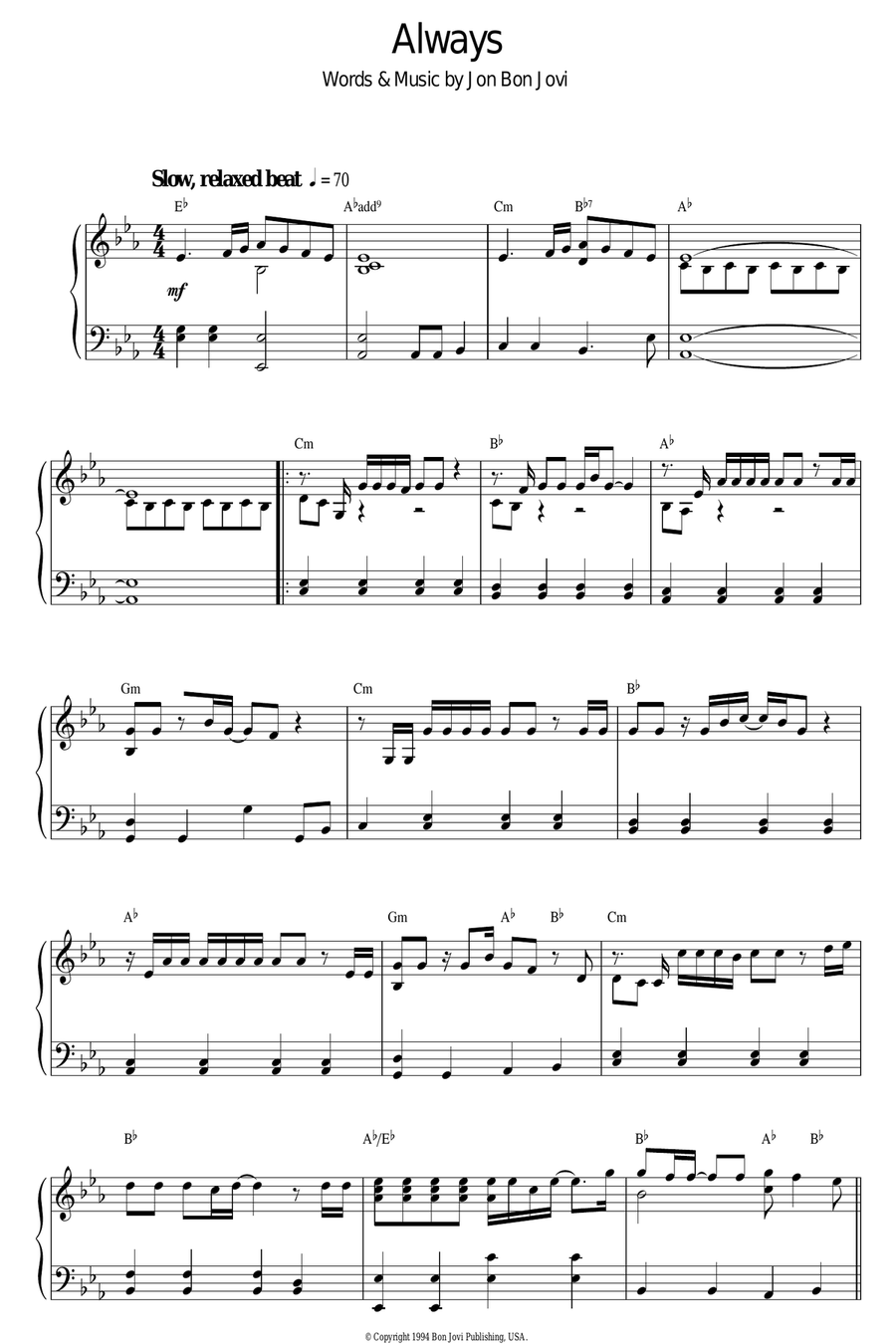 Always Always Piano Solo scores gallery preview page 1