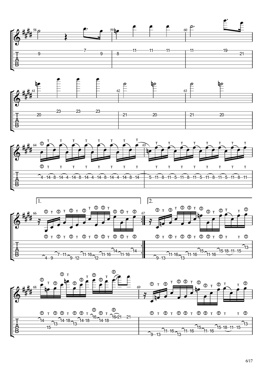 Moonlight Sonata C# Minor 3rd Movement solo Classical Guitar scores gallery preview page 6