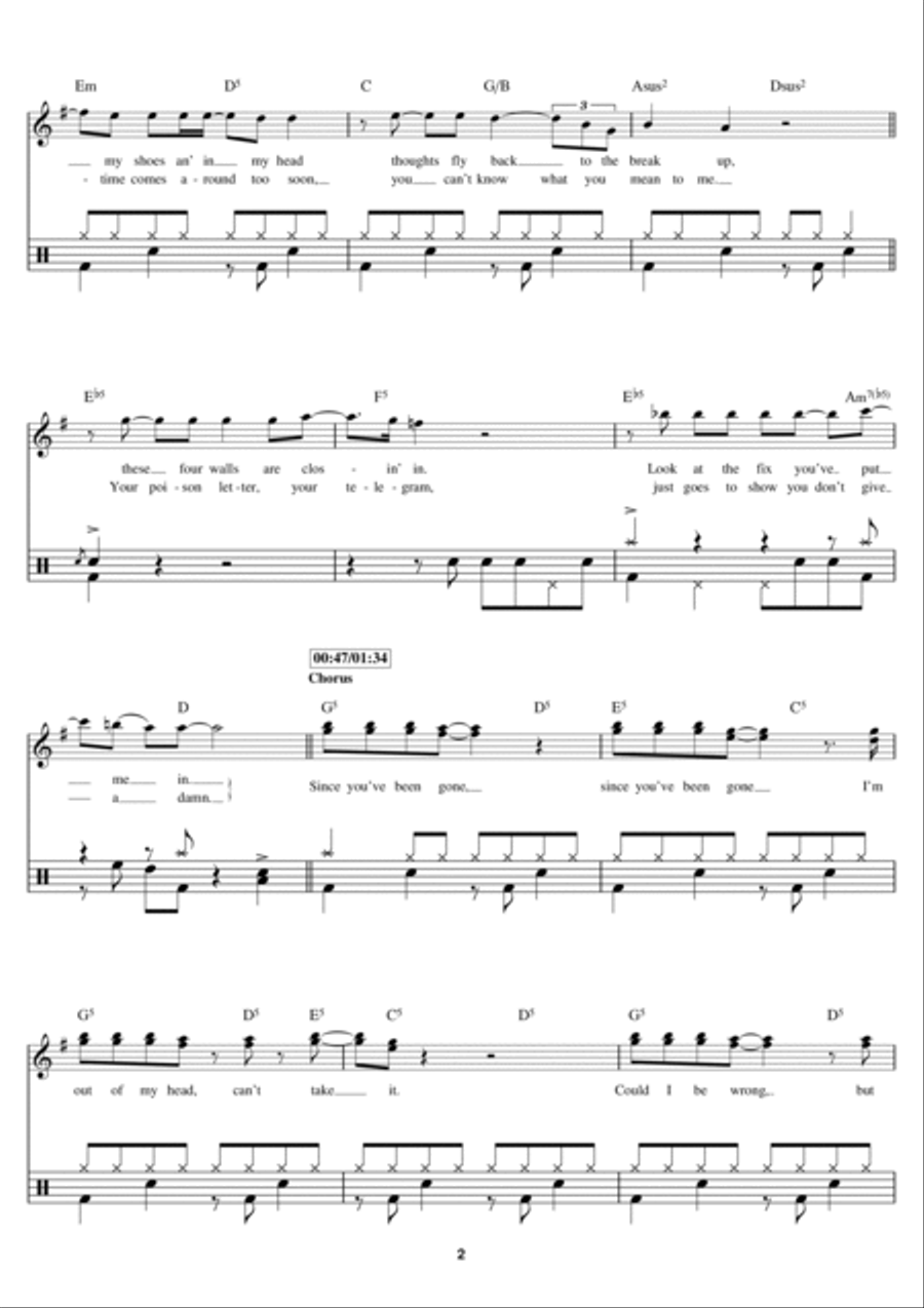 Since You've Been Gone Drum Set scores gallery preview page 2