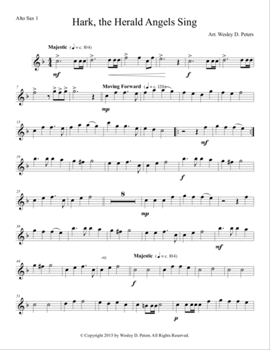 Hark, the Herald Angels Sing (Sax Sextet) Woodwind Ensemble scores gallery preview page 3