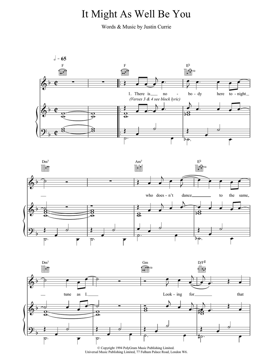It Might As Well Be You Piano, Vocal, Guitar scores gallery preview page 1