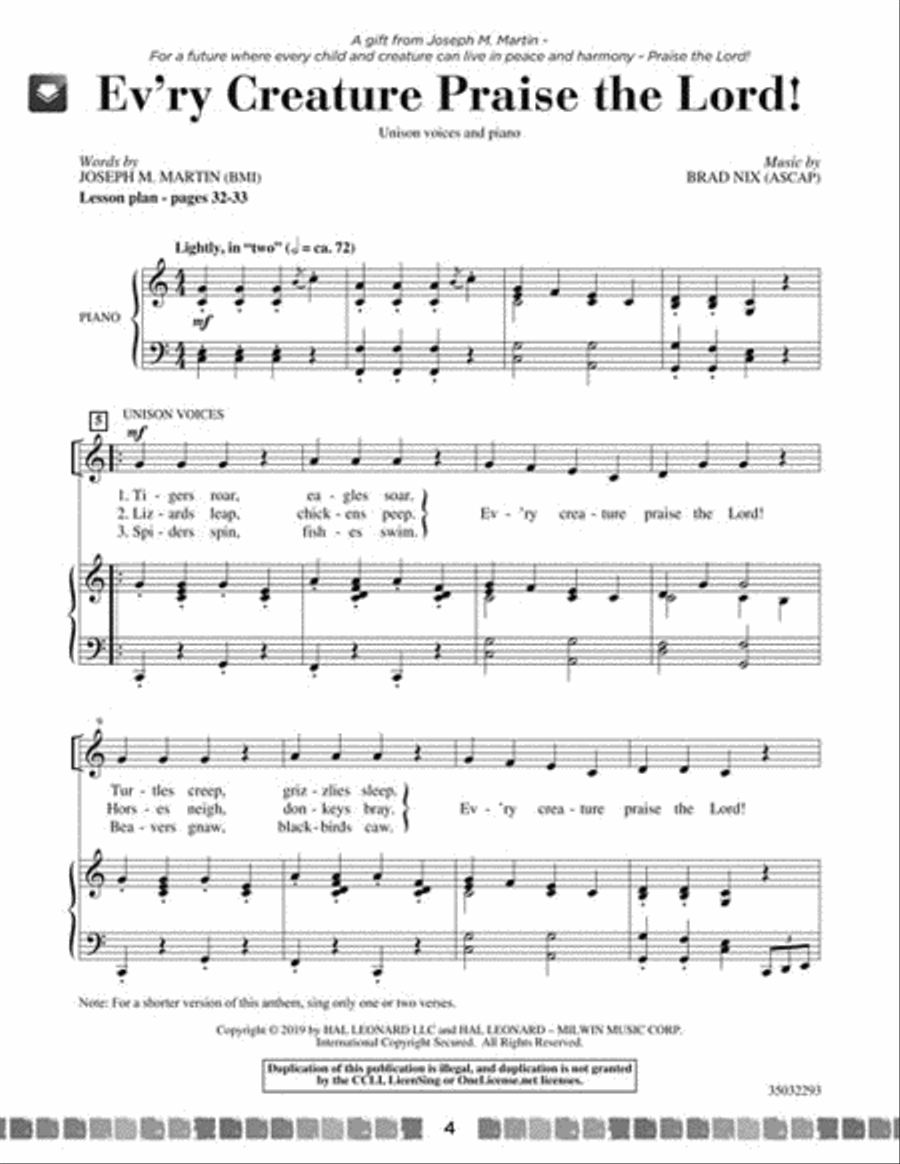 Sing and Celebrate 8! Sacred Songs for Young Voices Unison Choir scores gallery preview page 4