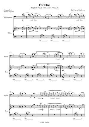 Für Elise (For Elise) - for Euphonium BC and Piano accompaniment - with Piano Play along