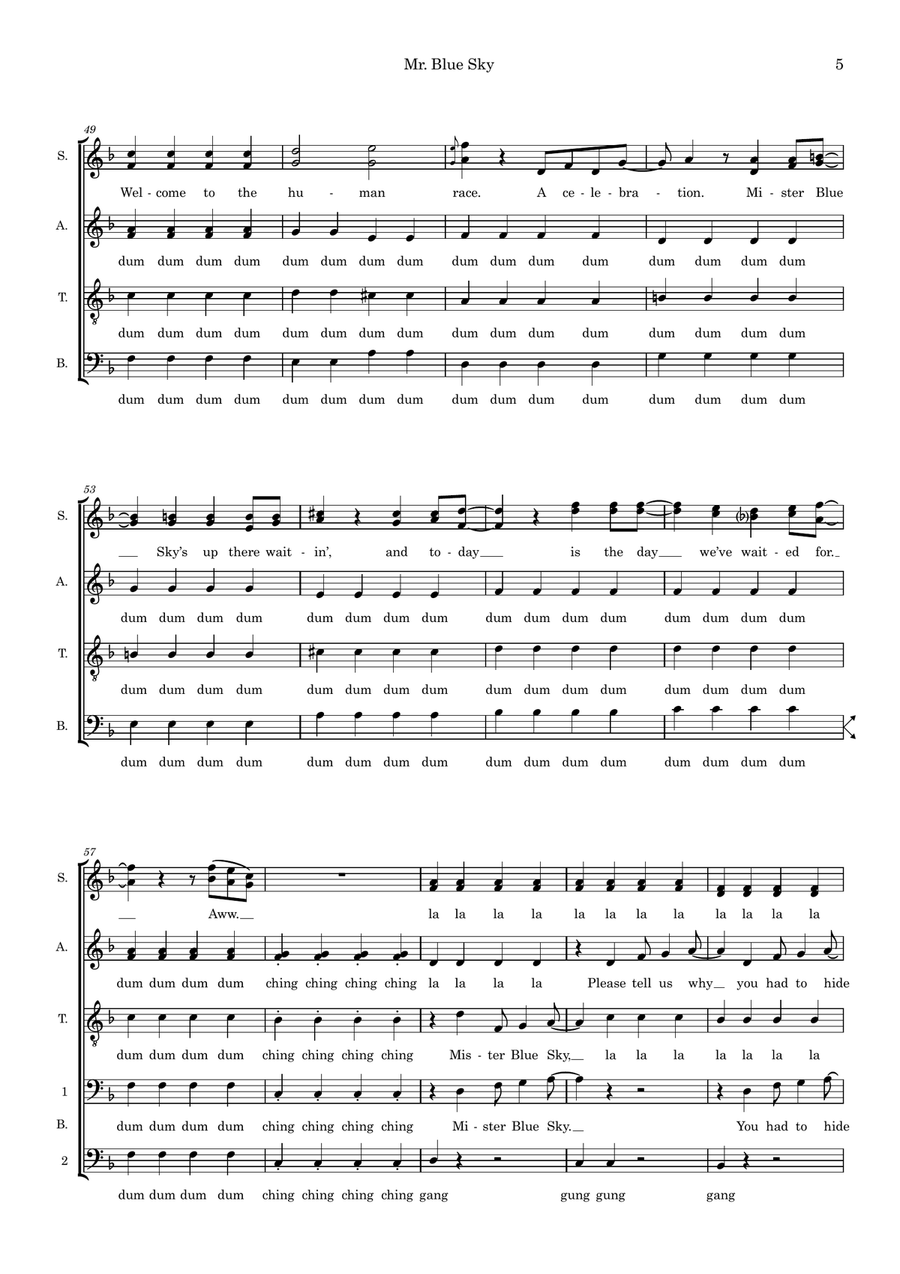 Mr. Blue Sky (arr. Ben See) 4-Part scores gallery preview page 5