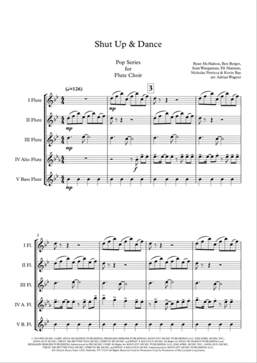 Shut Up And Dance Flute Choir scores gallery preview page 3