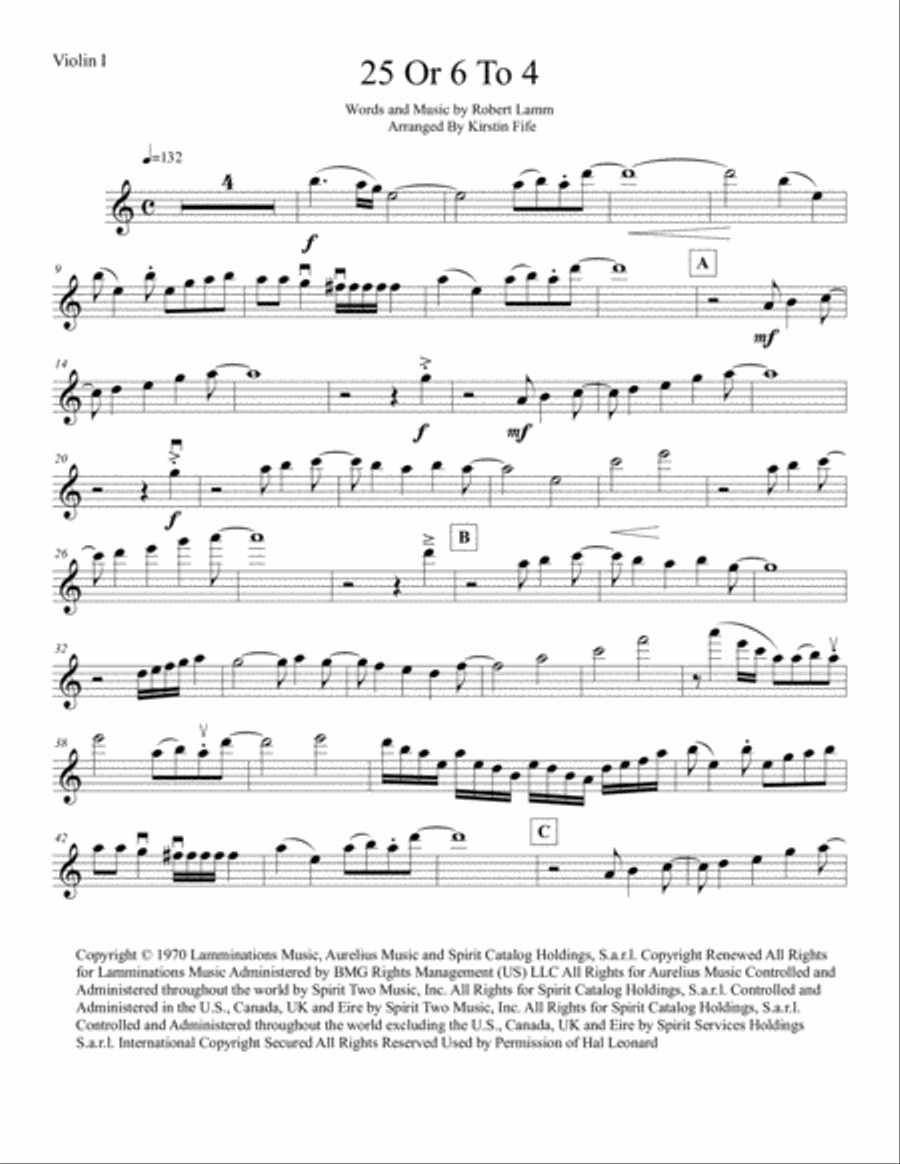 25 Or 6 To 4 25 Or 6 To 4 String Quartet scores gallery preview page 1
