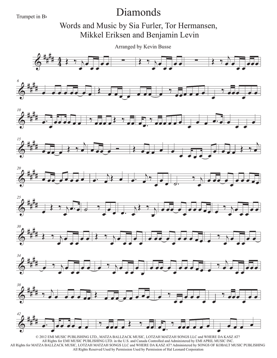 Diamonds Trumpet Solo scores gallery preview page 1