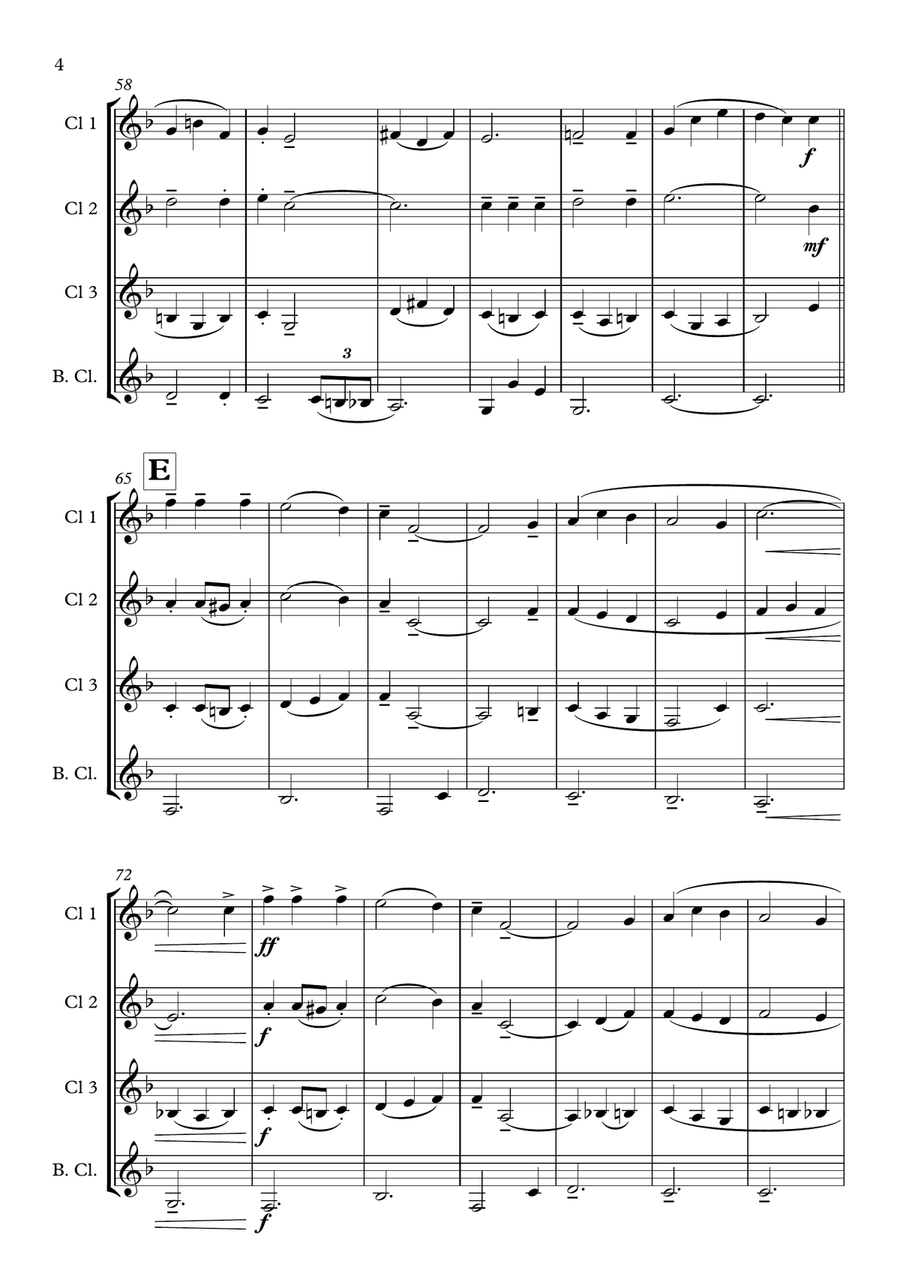 Eton Boating Song Eton Boating Song Clarinet Quartet scores gallery preview page 4