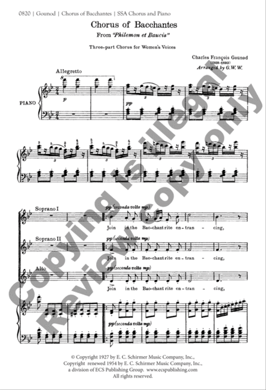 Philemon et Baucis: Bacchantes Chorus SSA scores gallery preview page 3