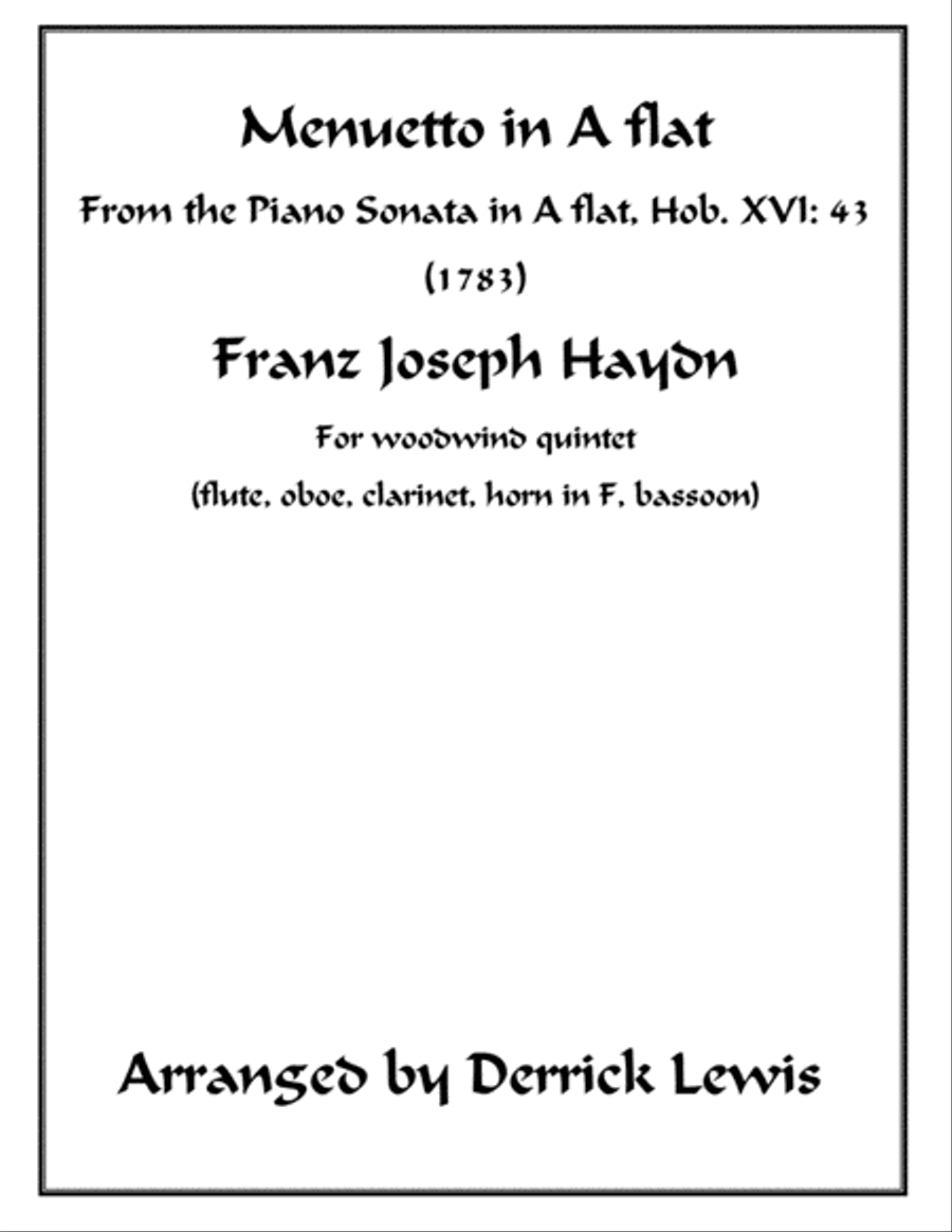 HAYDN- Menuetto from Piano Sonata Hob. 16: 43 Woodwind Quintet scores gallery preview page 1